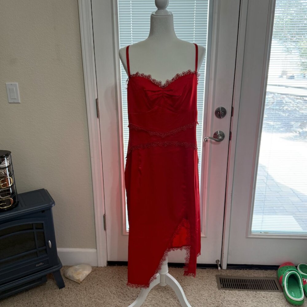 NWT Foxiedox Red Lace Satin Dress SZ 14